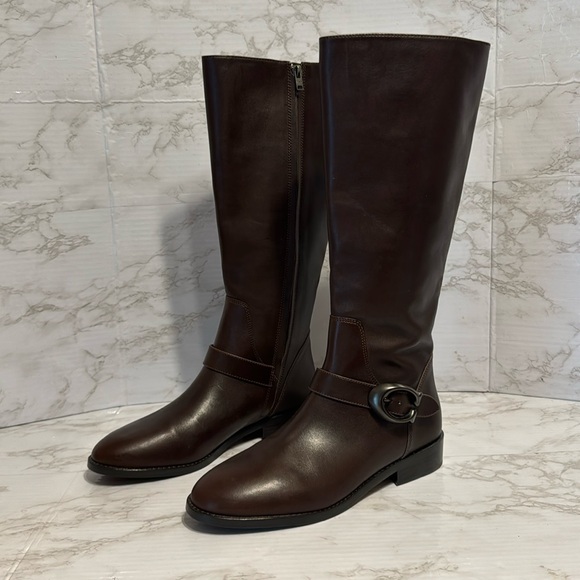 Coach Shoes - Coach ladies dark chocolate brown tall Brynn Riding leather Boots size 10 B